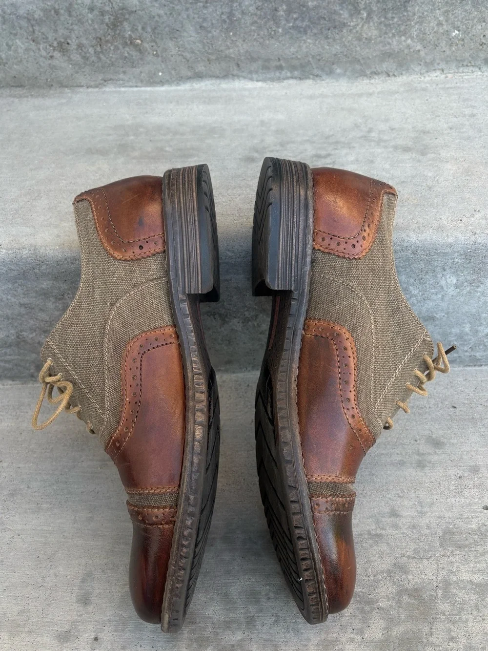 Steve Madden Camrin Brown Leather Canvas Lace Up Oxfords Size 8.5